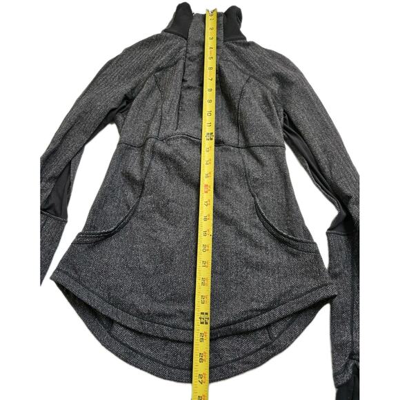 Lululemon Base Runner 1/2 Zip Heathered Herringbone Black Reflective Trim Sz 6 - Picture 10 of 14